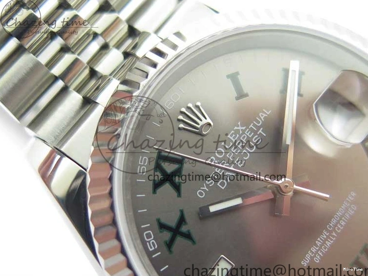 MiroTime 1221 Compact DateJust 36 SS 126234 BP Maker 1:1 Best Edition Fluted Bezel Gray Roman Dial on Jubilee Bracelet 2527